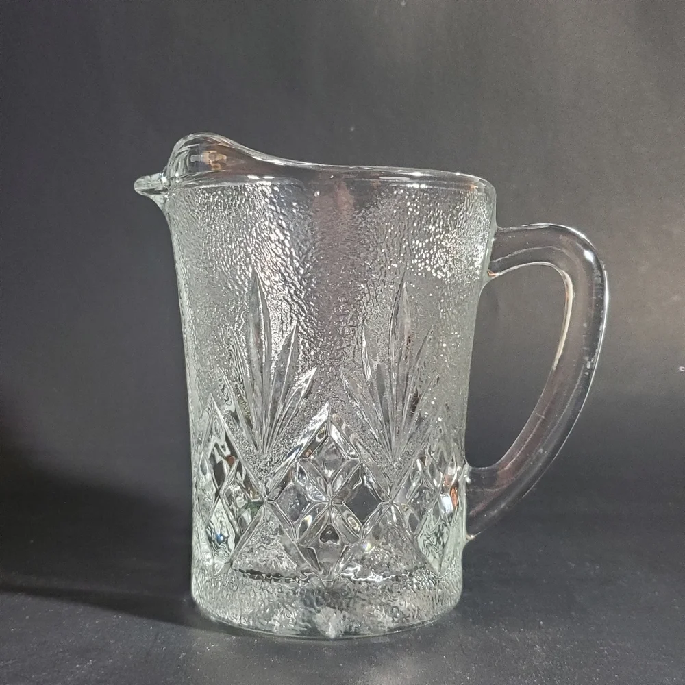 Vintage Glass Creamer, Small Textured Pitcher with 